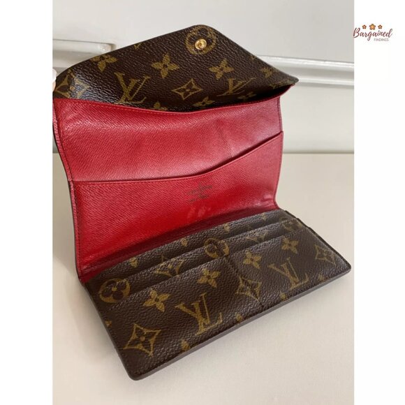 Authentic Louis Vuitton Monogram Coated Canvas Leather Red Josephine Long Wallet - Picture 8 of 14